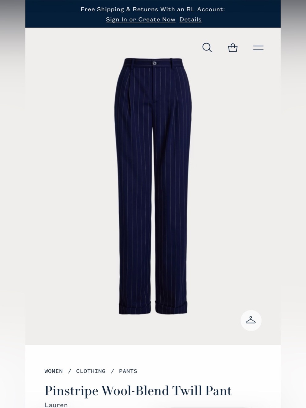 Ralph Lauren Navy Women Pinstripe Dress Pants